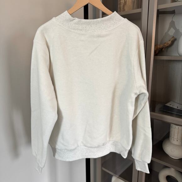 PARKE Inside Out Fleece Mockneck NEW White Gray Pullover Sweatshirt Size L XL - Picture 3 of 7